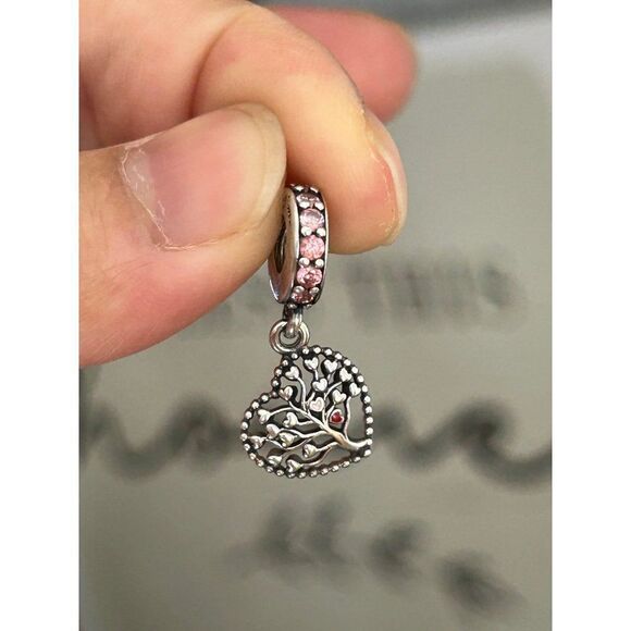 Pandora Cz Enamel Heart Dangle Charm - Picture 4 of 4